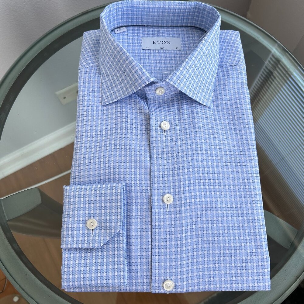 ETON Slim Fit Textured Organic Cotton Dress Shirt